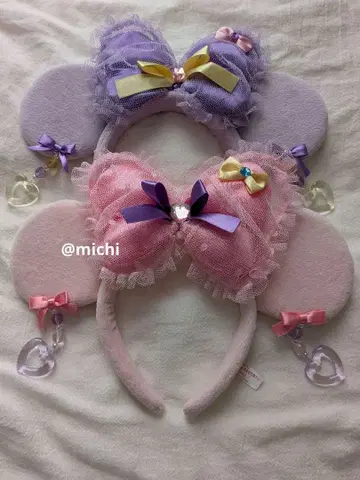 디즈니 미니 머리띠 귀찌 핑크 보라색