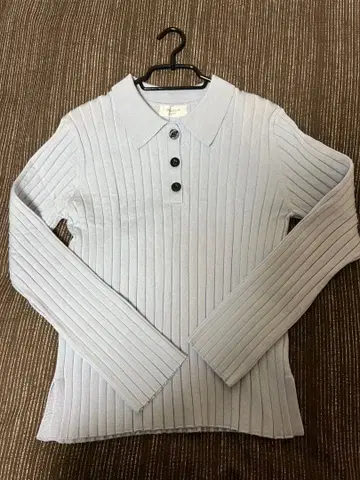 와이드 리브 폴로 니트 [세탁기 사용 가능] [OPAQUE.CLIP]