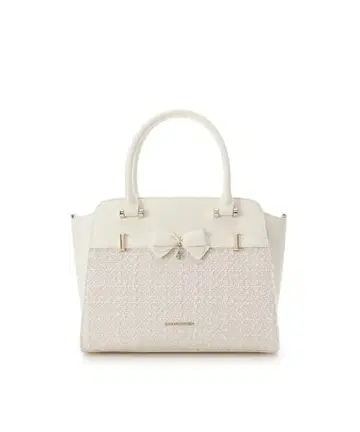 SAMANTHAVEGA 라메 트위드 악센트 리본 핸드백