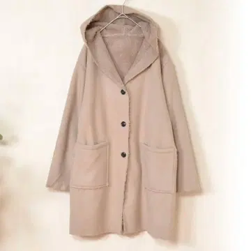 LL~3L 빅 사이즈 후드 부착 보아 안감 코트 여성용 방한/베이지