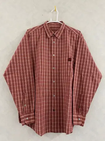 Papas 긴팔 셔츠 사이즈 L 남성용 파파스 체크 면 100%