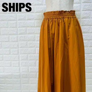 SHIPS 오렌지 롱 플레어 스커트 허리밴딩 새상품급 [ 38 ]