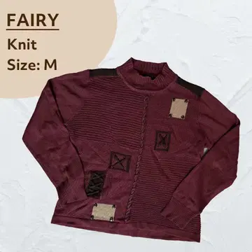 빨간색 니트 패치워크 M 사이즈