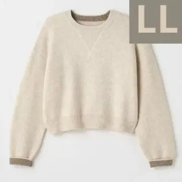 시마무라 yumi 배색 니트 풀오버 맨투맨 아이보리 베이지