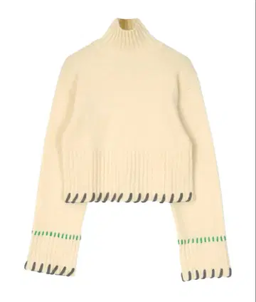 리브 짜임 크림색 하이넥 스웨터 프리 사이즈