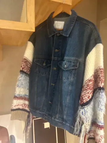 ZARA WOMAN 데님 자켓 니트 슬리브