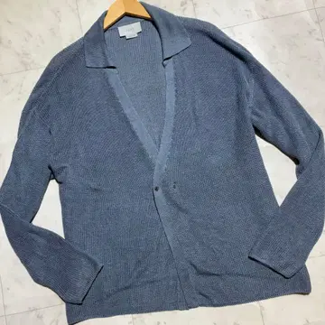 요크 메쉬 니트 가디건 L 사이즈 상당 실크 린넨 네이비