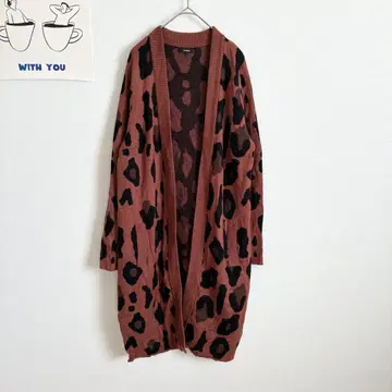 무루아 니트 가디건 긴팔 가을 컬러 레오파드 무늬 스타일리시 따뜻함