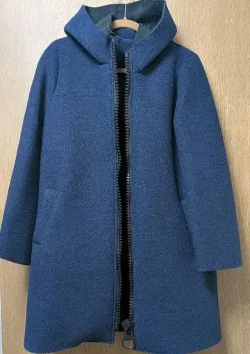 [vivien sports] 다크 블루 후드 부착 코트