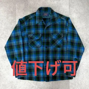 60s USA제 PENDLETON 펜들턴 보드 셔츠 옴브레 구제 의류