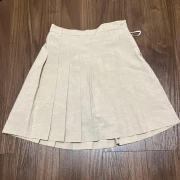 베이지 플리츠 미니 스커트