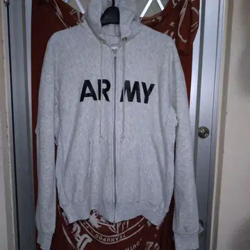 ARMY 군용 지퍼 후드티 리버스 위브