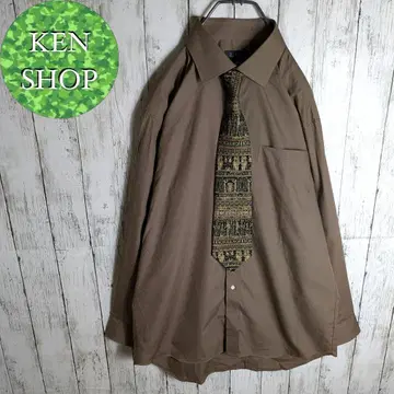 넥타이 셔츠 코코아 브라운 고대 디자인 패턴 캐주얼 구제 의류