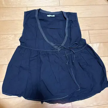 FREAK'S STORE 슬리브리스 플레어 상의 블랙 100% 코튼