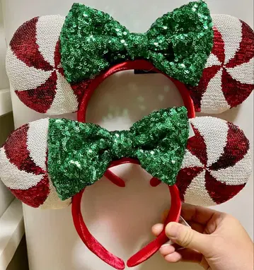2개 세트 새상품 해외 디즈니 머리띠 캔디 스팽글 빨간색