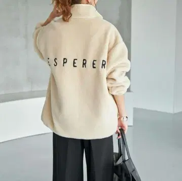 하자품 새상품 spick & span 백 로고 보아 블루종 내추럴 36