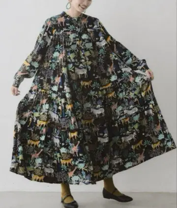 manana suerte 동물 패턴 롱 원피스