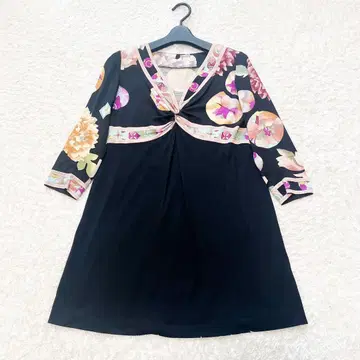 LEONARD 튜닉 울 실크 꽃무늬 트리밍 일본풍 패턴 M