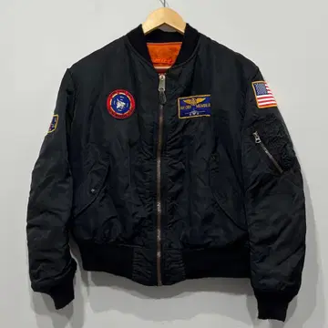 80s USA제 알파 와펜 MA-1 플라이트 자켓 L 블랙