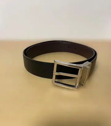던힐 실버 스퀘어 버클 가죽 벨트