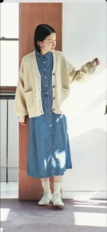 미사용품 펠리시모 데님 자켓 원피스 M 사이즈 데님 원피스