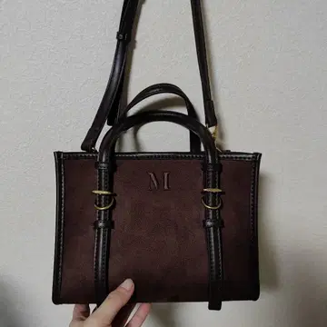 ZARA 자라 브라운 미니 토트백 M 자수 스웨이드 백