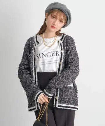 apuweiser-riche 샤기 트위드 니트 자켓 블랙