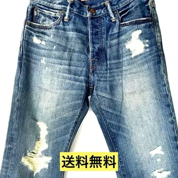 [ 인기 ] 아바클로 부츠컷 데님 데미지 가공 라이트 블루