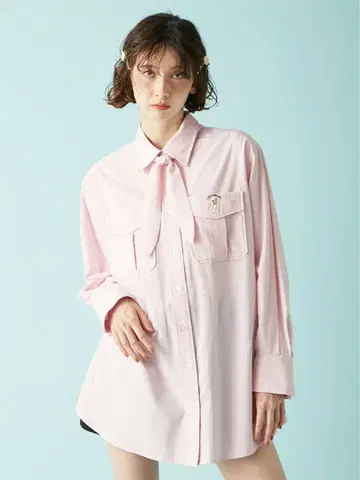 Lily Bear 스카프 포함 오버 셔츠