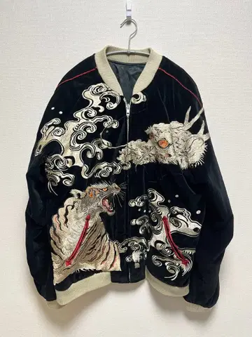 화려악단 리버서블 벨로아 스카잔 럭셔리 자수 용호 새상품급 벨벳