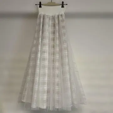 MoNiLE 모레 시스루 체크 튤 롱 스커트