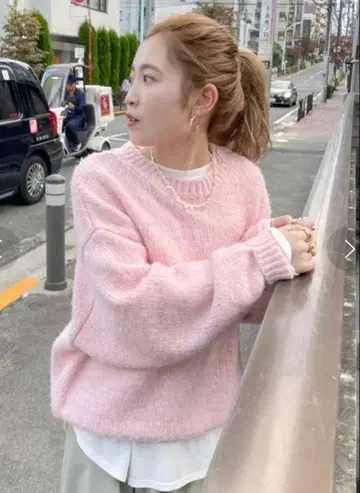 Ungrid 핑크 모헤어 혼방 니트