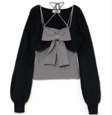 BUBBLES 리본 니트 앙상블 블랙