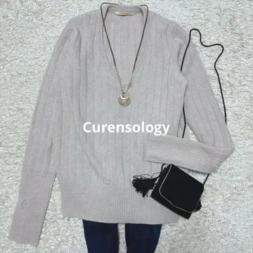 캘런솔로지 울 리브 니트 손가락 구멍 베이지