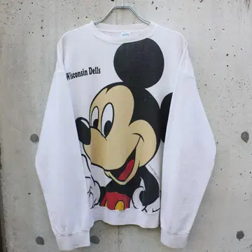 80s Disney 미키 맨투맨 Velvasheen usa제