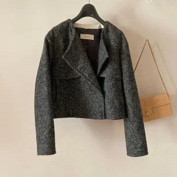 데프레 고급 부클레 울 크롭 자켓