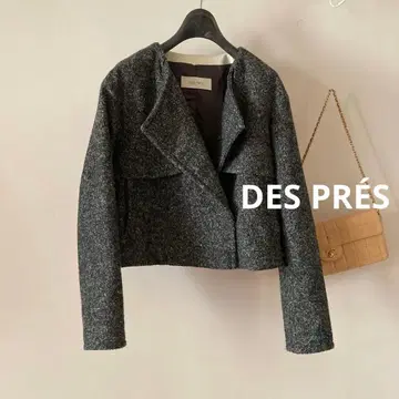 데프레 고급 멜톤 부클레 울 크롭 자켓