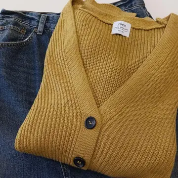 미사용 새상품급 coen 긴팔 가디건 머스타드