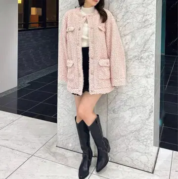 dazzlin 더즐린 보아 프렌치불 재킷 핑크