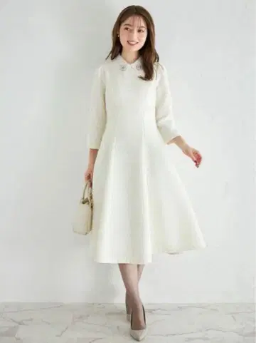 [ tocco closet ] 화이트 7부 소매 원피스