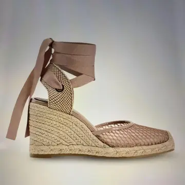 ZARA 베이지 앵클 스트랩 웨지 샌들