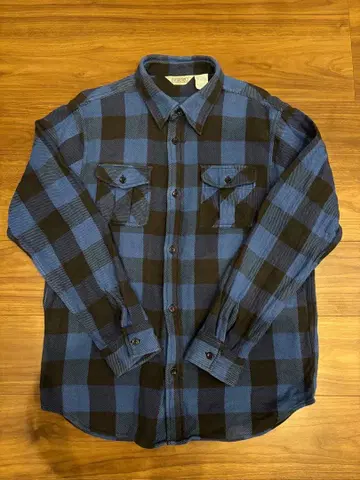 파이브 브라더 체크 플란넬 셔츠 블루 블랙