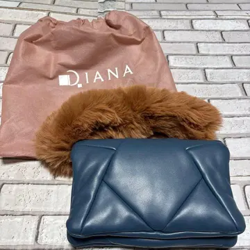 DIANA 블루 가죽 숄더백 퍼 포함 컨디션 최상