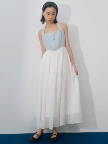 LILY BROWN 트위드 콤비 홀터넥 원피스