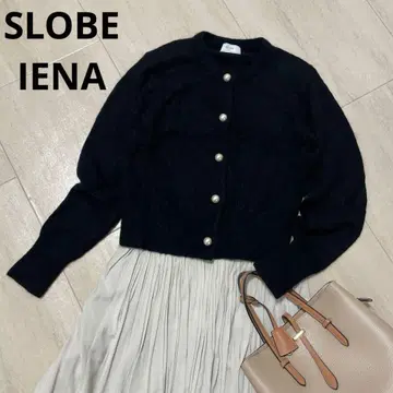 IENA 펄 버튼 가디건 알파카 혼방 크루넥 긴팔 숏 기장