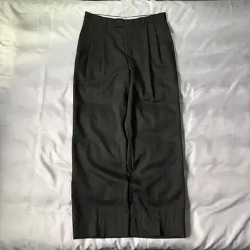 80s 90s 유로? 그레이 카키 투 턱 울 와이드 슬랙스