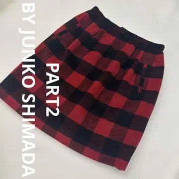 빅 사이즈 새상품급 준코 시마다 Part 2 체크 스커트 XL