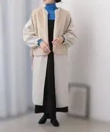 레이 카즌 에코 퍼 베스트 부착 코트