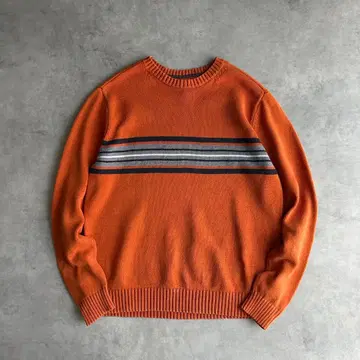 ST JOHN'S BAY/코튼 니트/보더/오렌지/풀오버