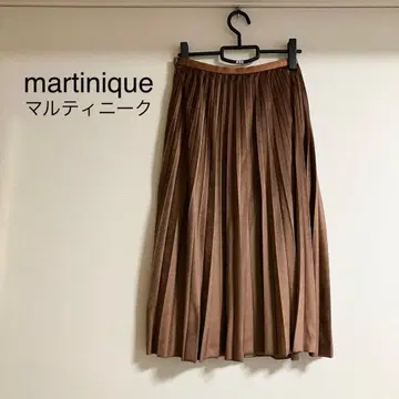martinique 마르티니크 롱 플리츠 스커트 브라운